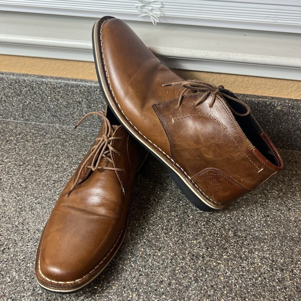 Steve Madden Chukka Cognac Leather Lace Up Boots Men's Size 10.5 Comfort Casual